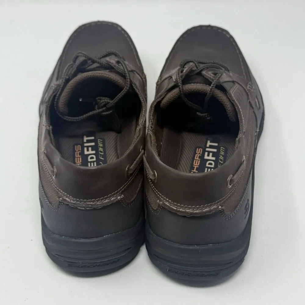 Skechers Expected Gembel Boat Shoes Mens 13 Brown Leather Mocs Casual Comfort